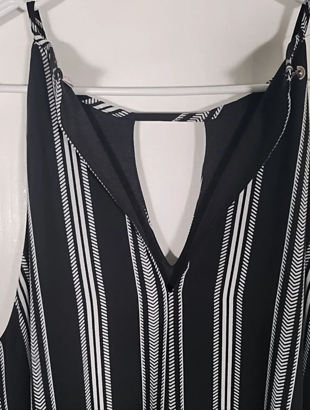 Candie's Halter Mini Shift Dress XL  Keyhole Black & White Striped Lined Flowy